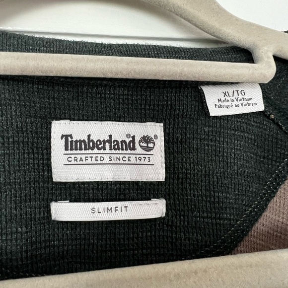 Timberland Men’s Green Tan Henley Slim Fit Waffle Knit Thermal Shirt Size Medium - Picture 6 of 9